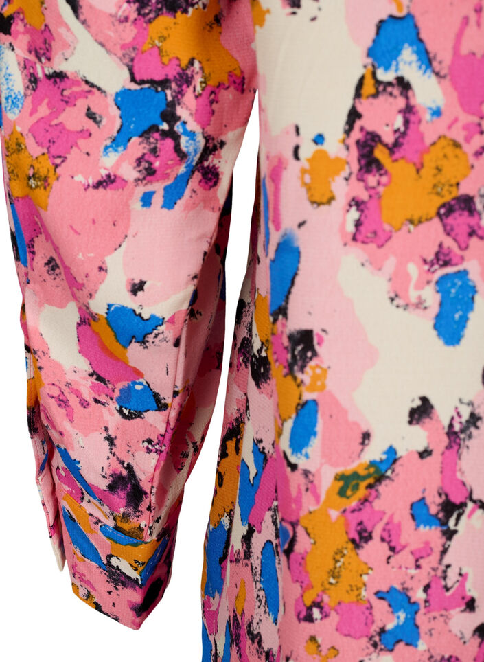 Lång tryckt skjorta i viskos, Rosebloom GraphicAOP, Packshot image number 3