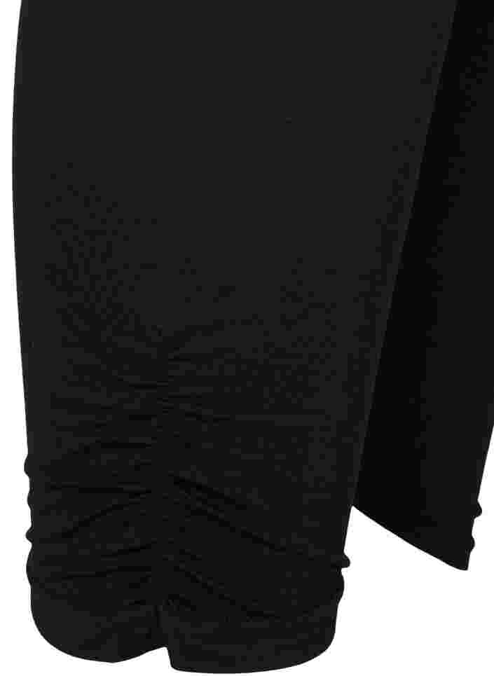 Basleggings med 3/4 längd och rynkdetaljer, Black, Packshot image number 3