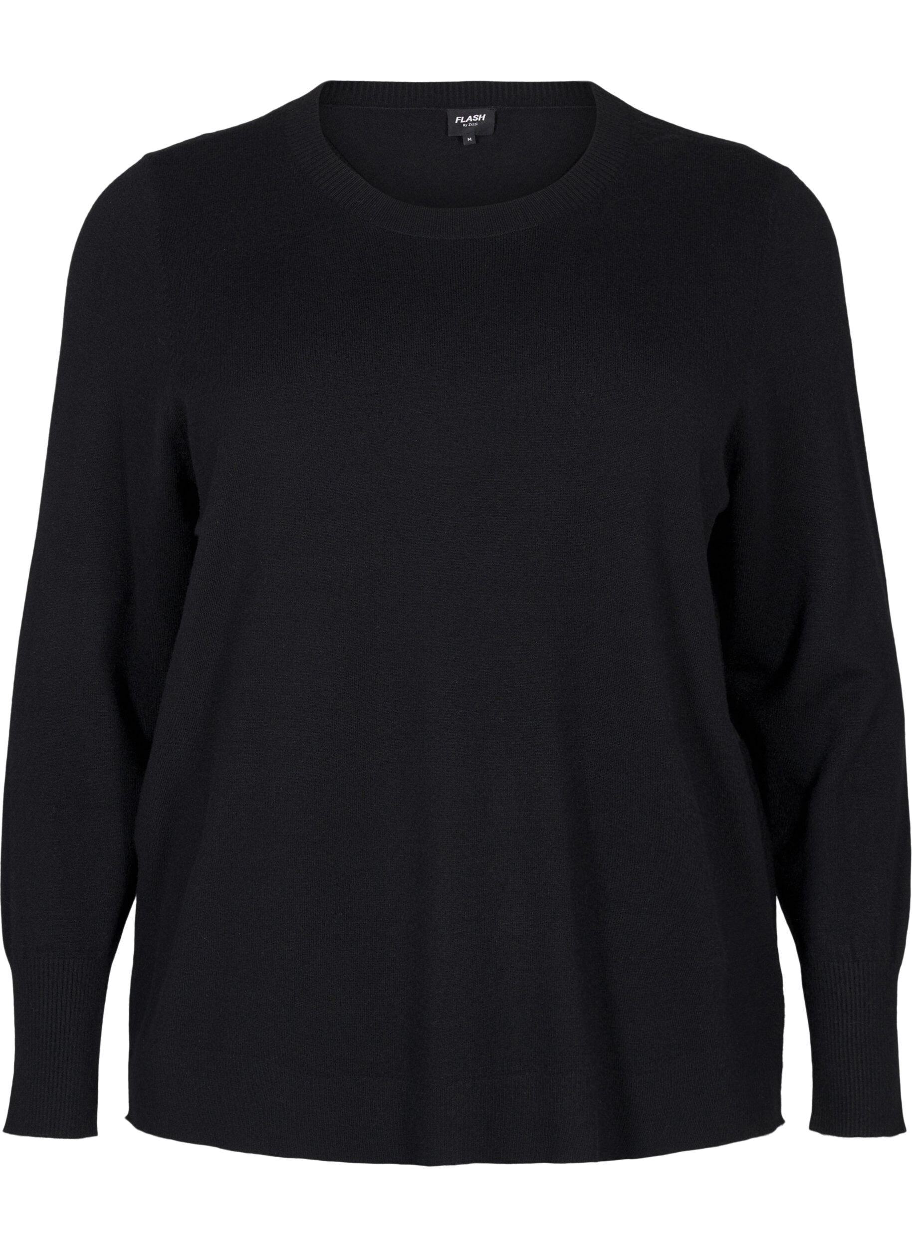 ZizziStickad blus med rund hals, Svart, Packshot image number 0