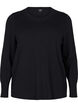 Stickad blus med rund hals, Svart, Packshot image number 0