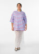 Oversize t-shirt med r&auml;nder och halvl&aring;nga &auml;rmar, Bl&aring;, Model image number 1