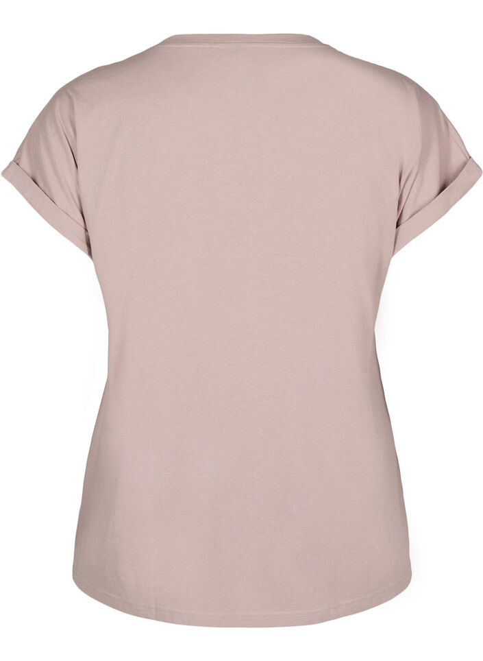 Kort&auml;rmad t-shirt i bomullsblandning, Rosa, Packshot image number 1