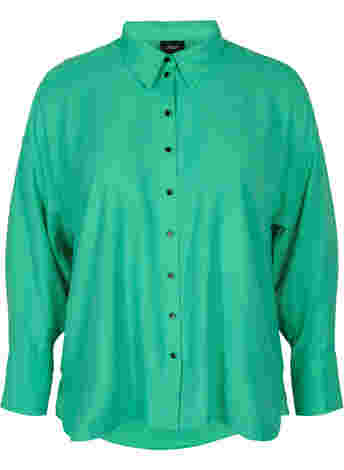 Enfärgad viskosskjorta med långa ärmar