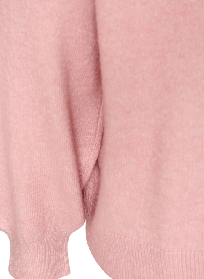 Kofta i mjukt stickat med guldf&auml;rgade knappar, Rosa, Packshot image number 3