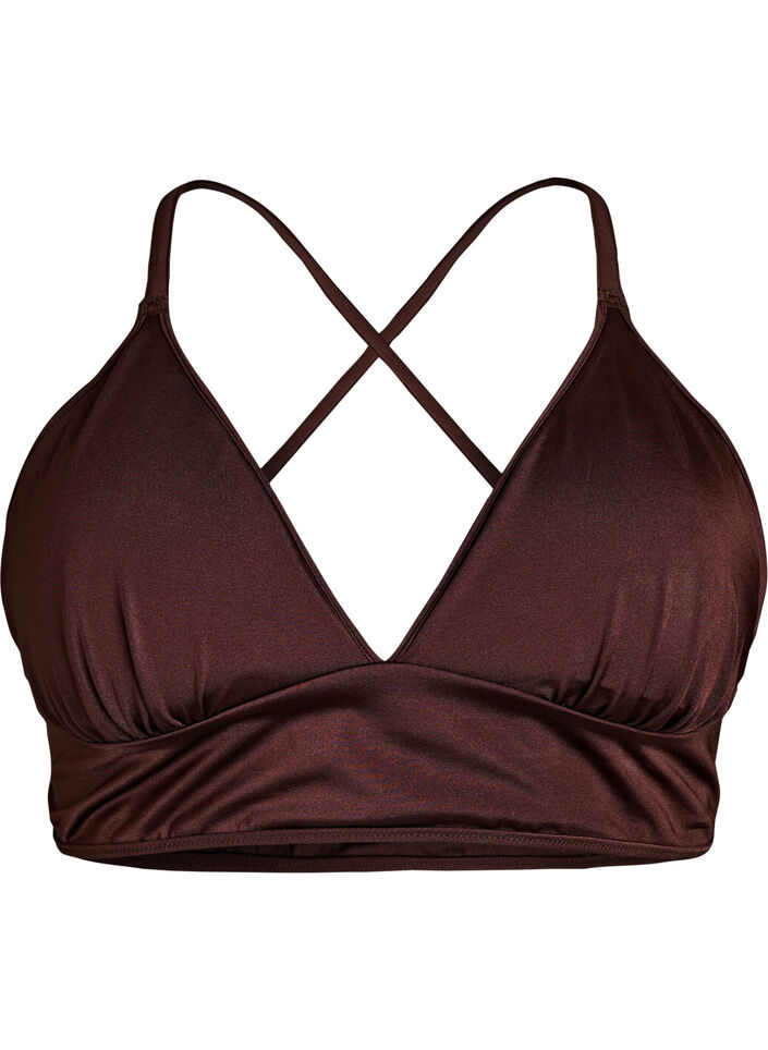 V&auml;ndbar bikinitopp med v-ringning och kors i ryggen, Brun, Packshot image number 0