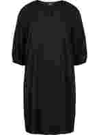 Viskosklänning med v-ringning, Black