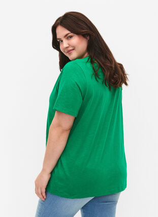 Kortärmad enkel t-shirt med v-ringning, Jolly Green, Model image number 1