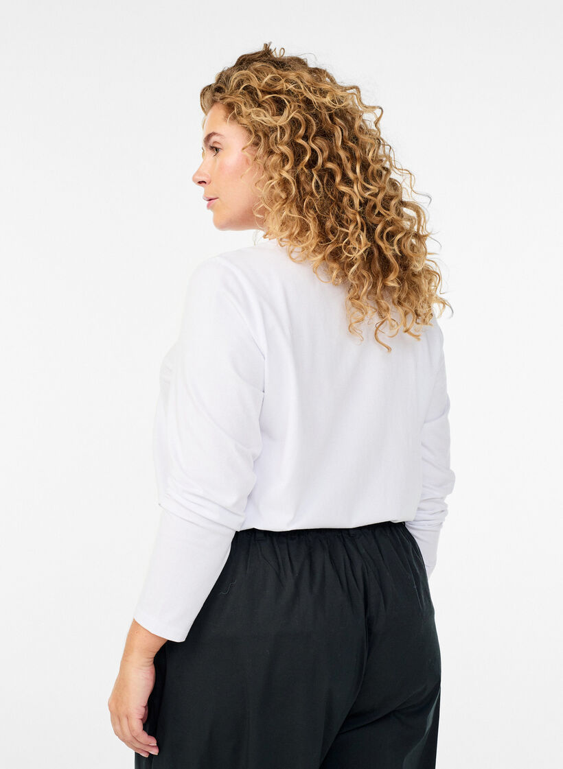 Baskopp i jersey med l&aring;nga &auml;rmar, Vit, Model image number 2
