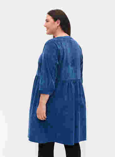 Klänning med 3/4-ärmar och knappar, Estate Blue, Model image number 1