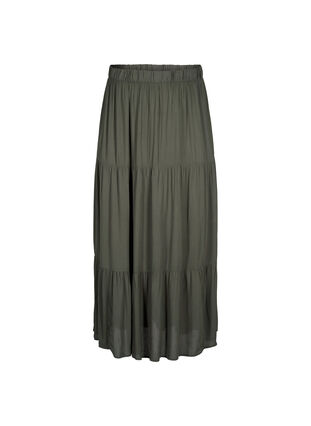 Lång kjol med resår i midjan, Thyme, Packshot image number 0