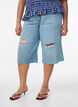 Croppade jeans med en sliten look och r&aring;a kanter, Bl&aring;, Model image number 2