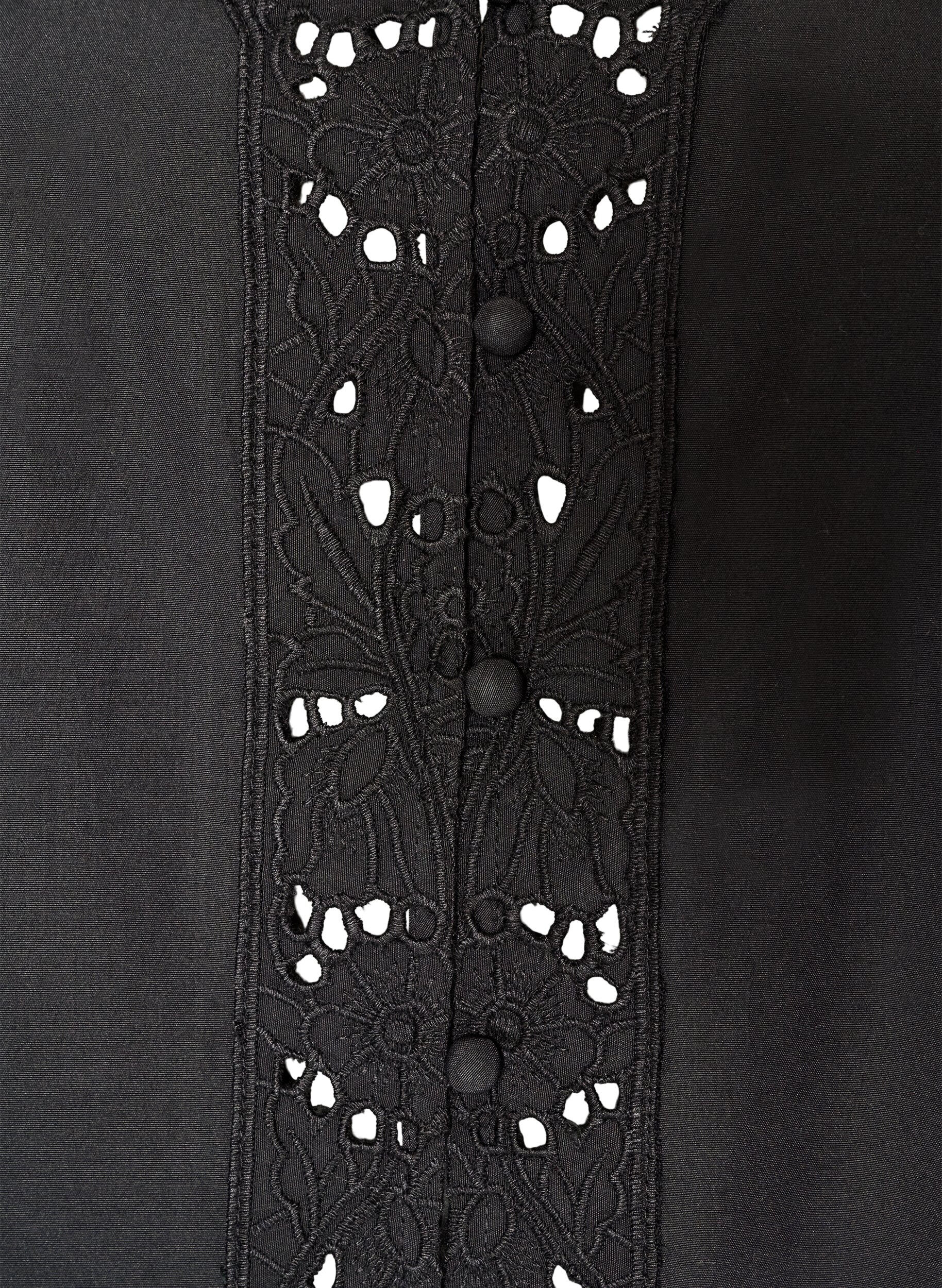 ZizziSkjortblus med broderie anglaise, Svart, Packshot image number 2