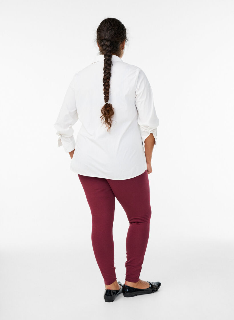 Leggings i bomull med foder, Mörk Bordeaux, Model image number 2