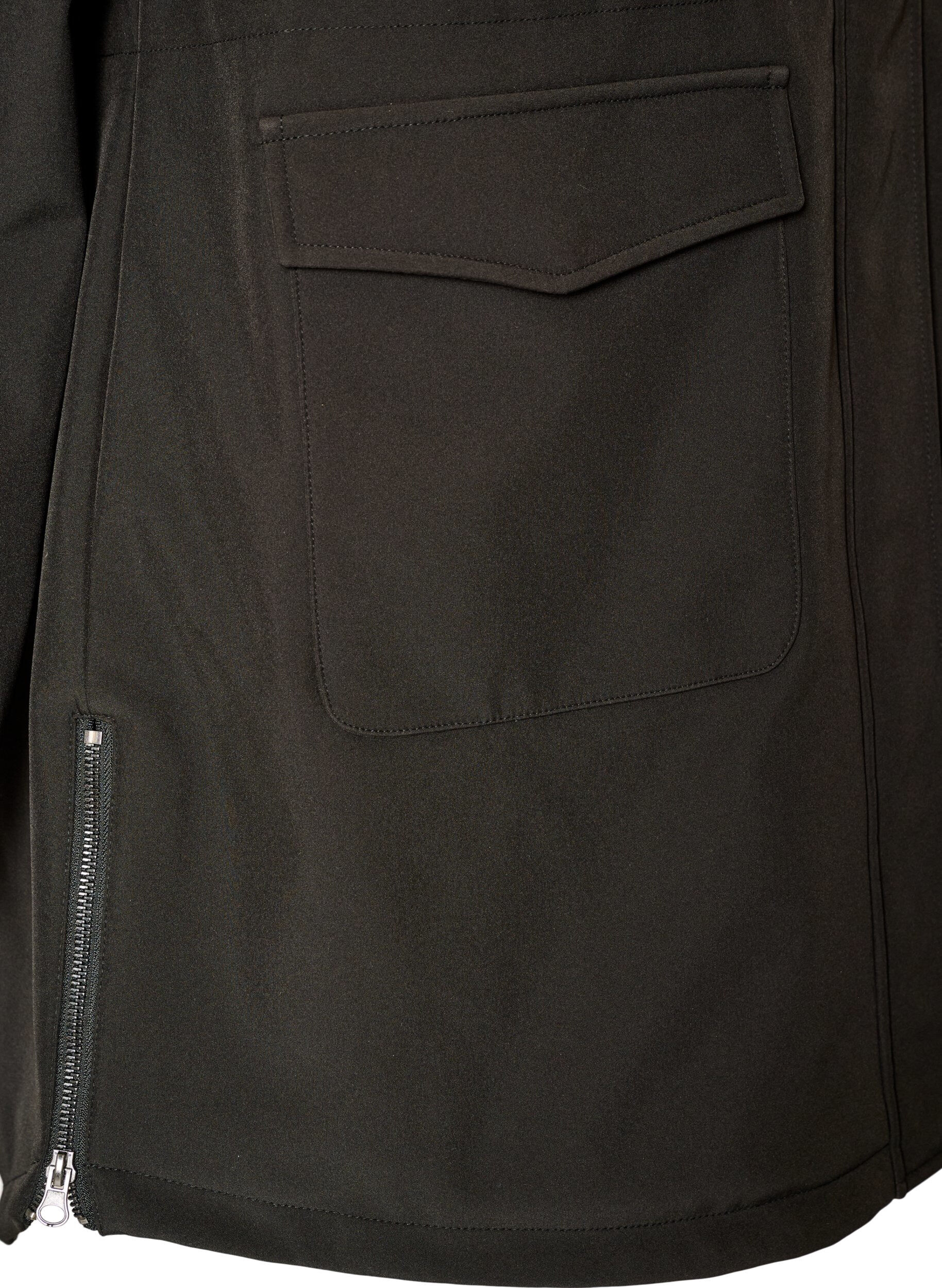 ZizziVattenavvisande softshelljacka med quiltat foder, Svart, Packshot image number 1