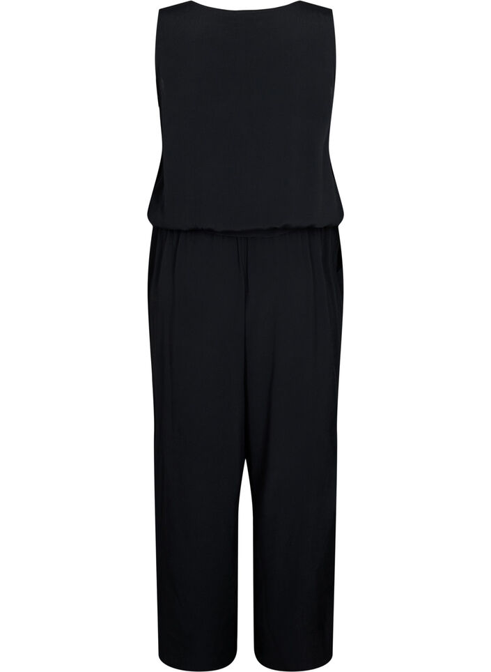 Ärmlös jumpsuit i viskos, Black, Packshot image number 1