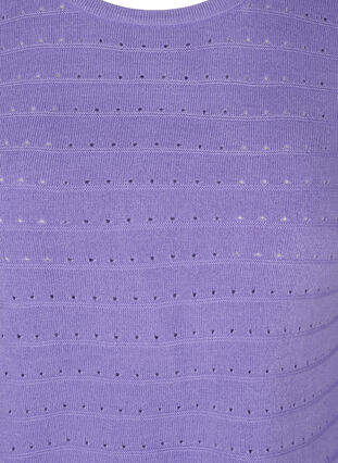 Stickad tröja med strukturerat mönster och rund hals, Paisley Purple, Packshot image number 2