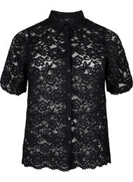 Spetsskjorta med kort ärm, Black, Packshot