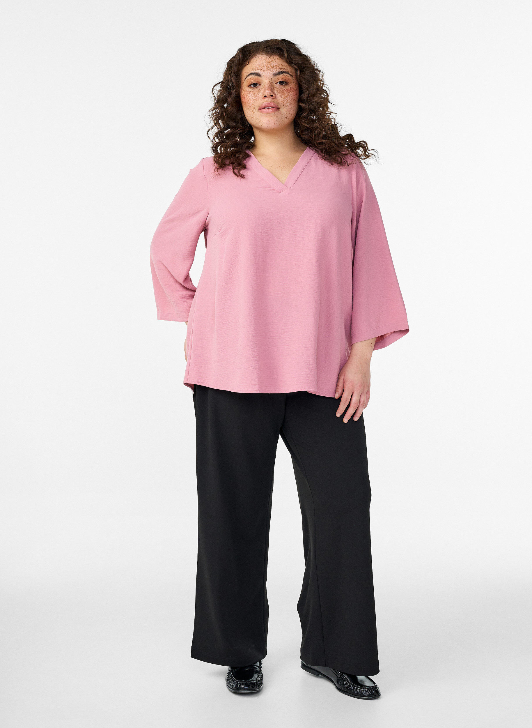 ZizziBlus med 3/4-&auml;rm, Rosa, Model image number 1