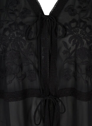 Lång kimono med 3/4 ärmar och broderi, Black, Packshot image number 2