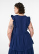&Auml;rml&ouml;s blus i bomullsmuslin med volanger, Bl&aring;, Model image number 2
