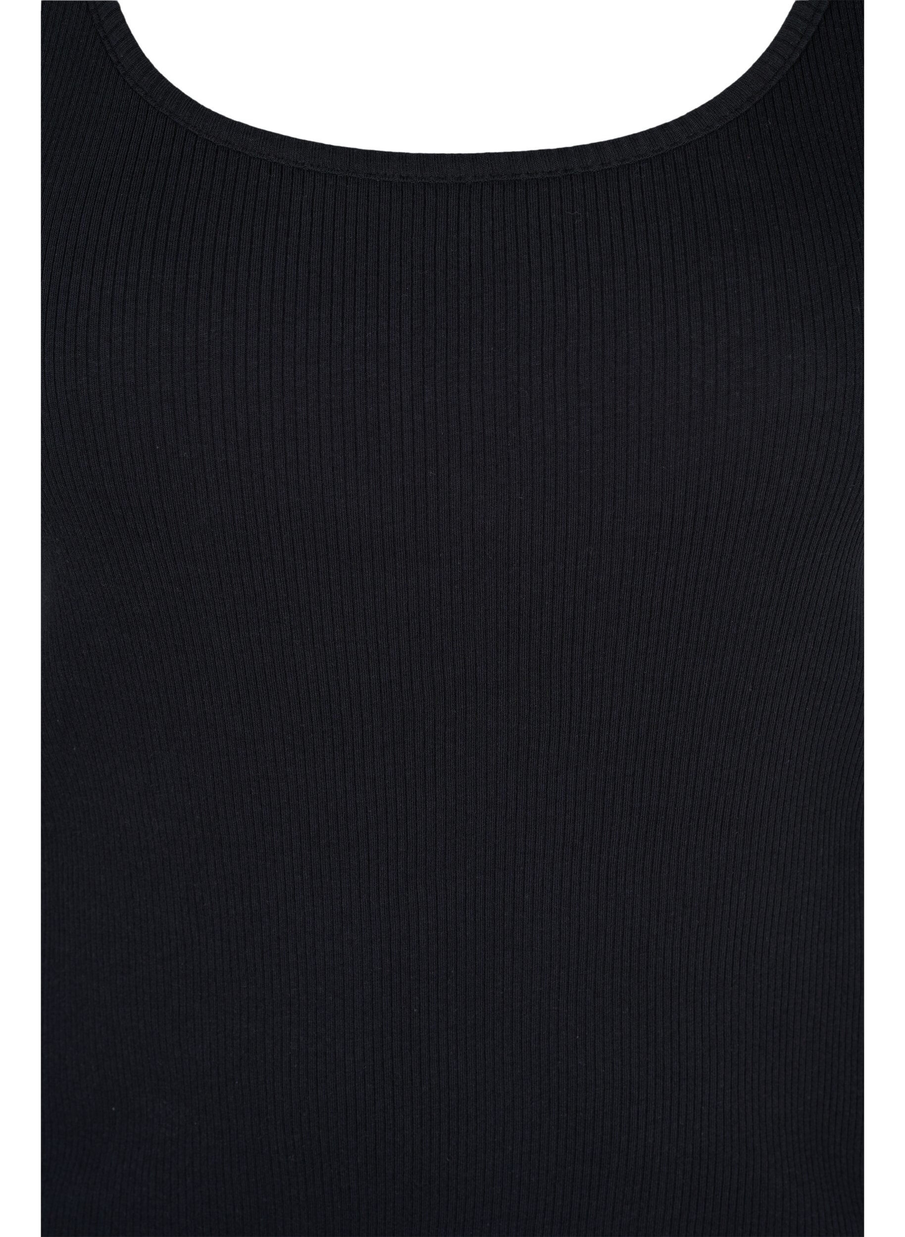 Zizzi 2-pack ribbad bas-tanktop , Black/Bright White, Packshot image number 2