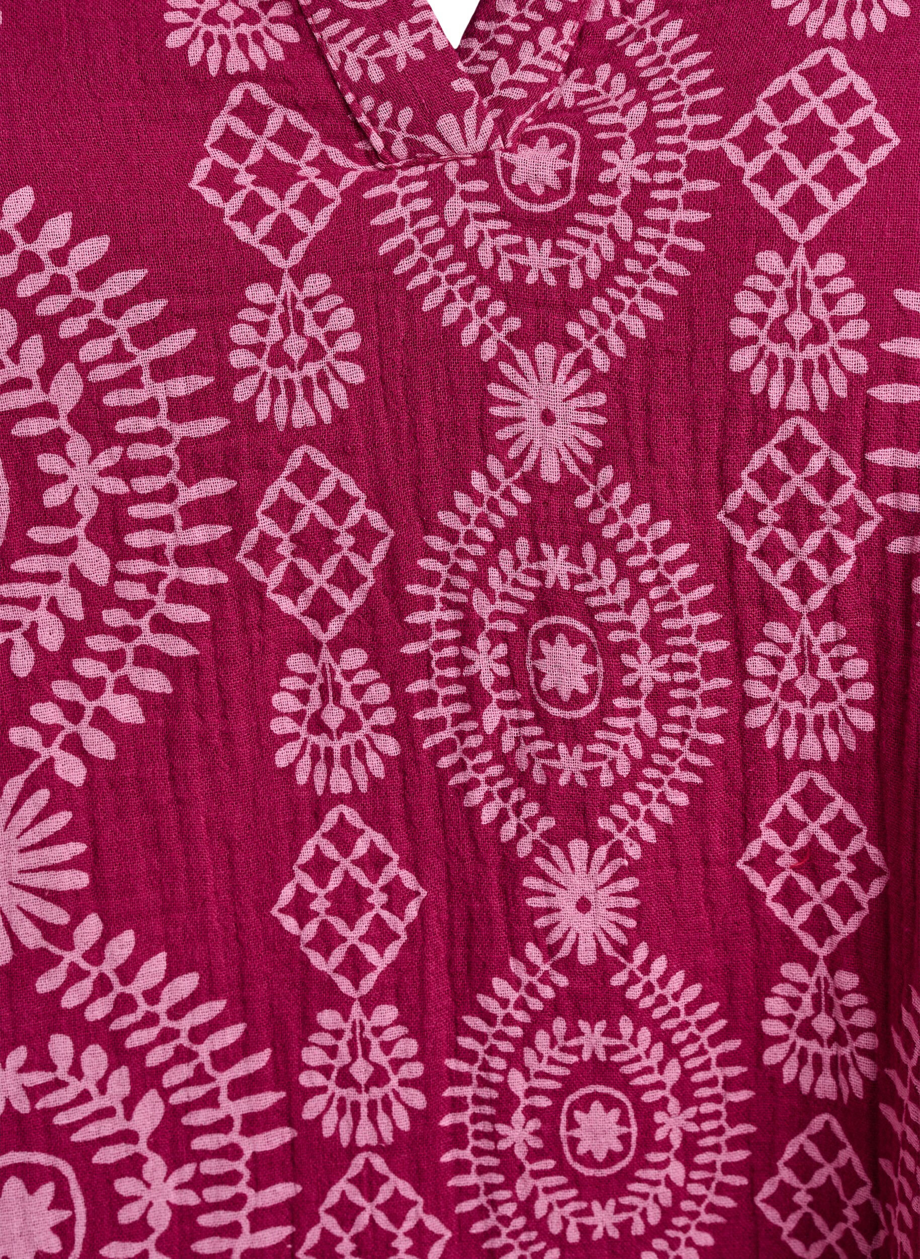 Zizzi Kort kl&auml;nning i bomullsmuslin med m&ouml;nster, 9992, Packshot image number 2