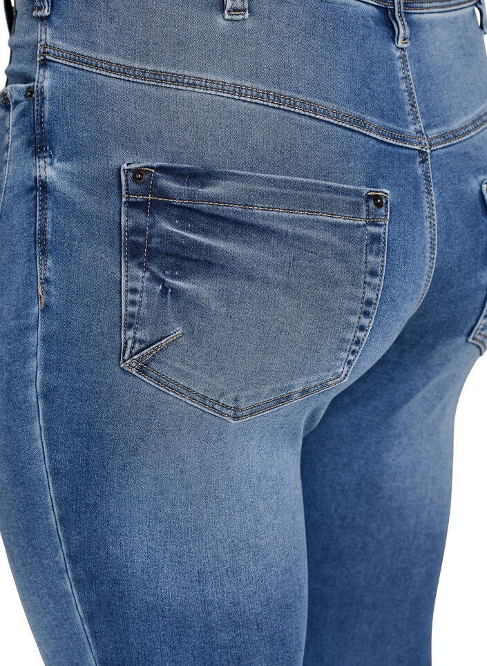 Croppade Amy jeans med dragkedja, Bl&aring;, Packshot image number 3