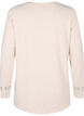 Blus med broderidetaljer och långa ärmar, Beige, Packshot image number 1