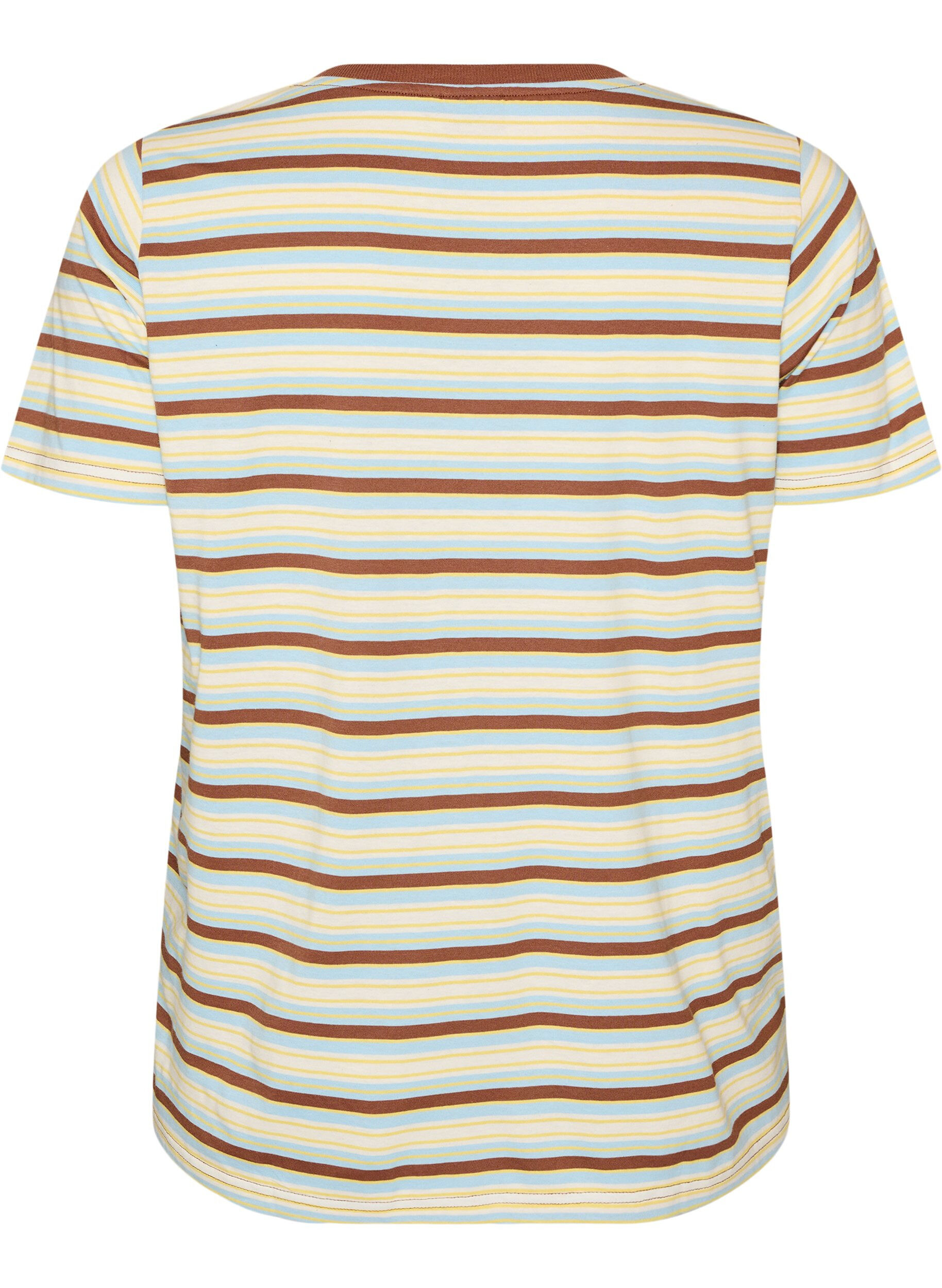 ZizziRandig t-shirt i ekologisk bomull, Brun, Packshot image number 1