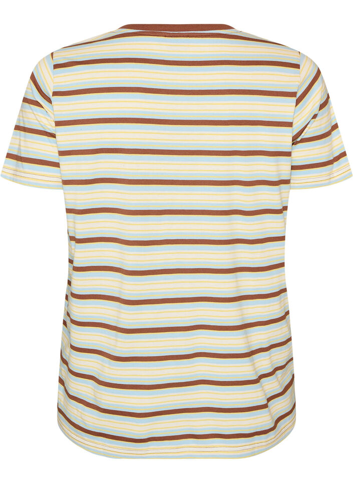 Randig t-shirt i ekologisk bomull, Brun, Packshot image number 1