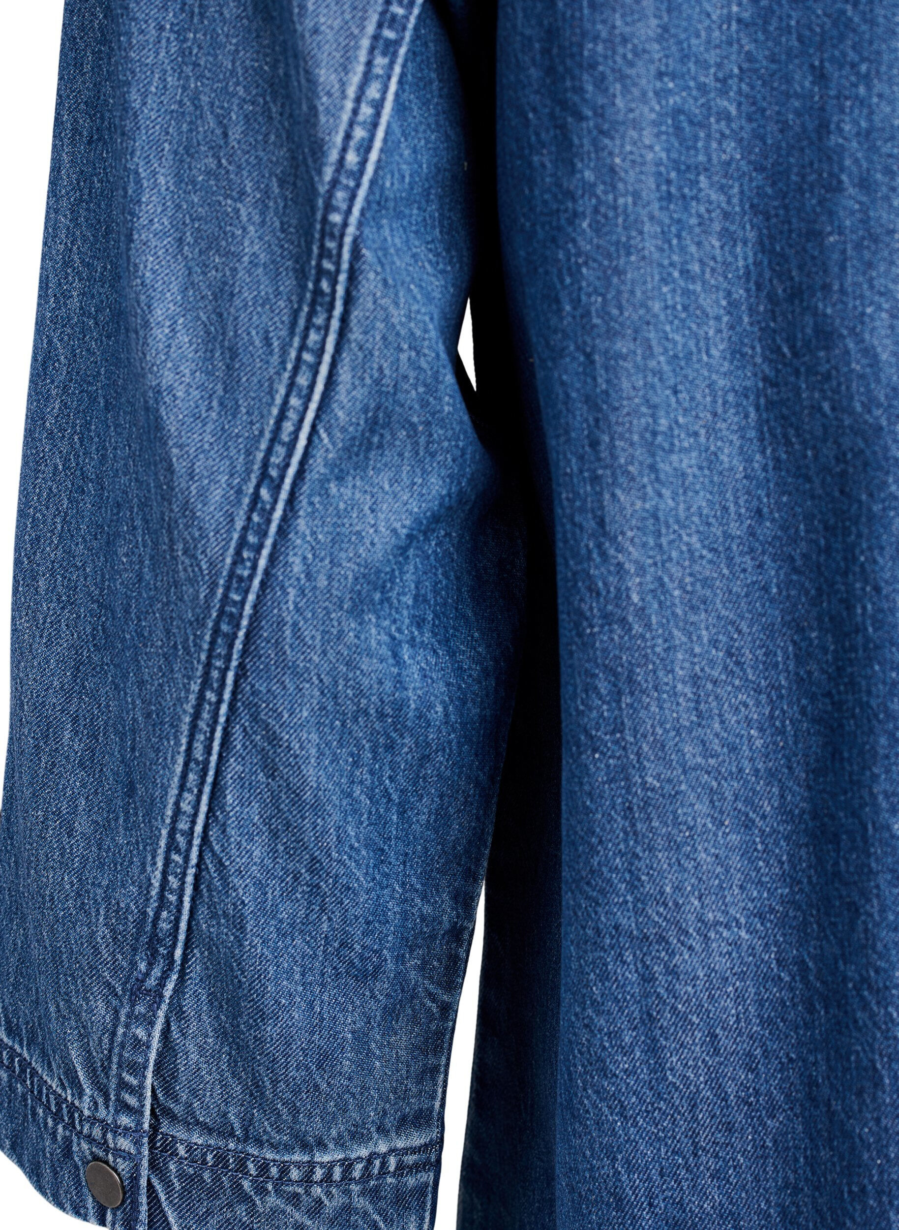 Zizzi L&ouml;s denimskjorta med 3/4-&auml;rmar, Bl&aring;, Packshot image number 3