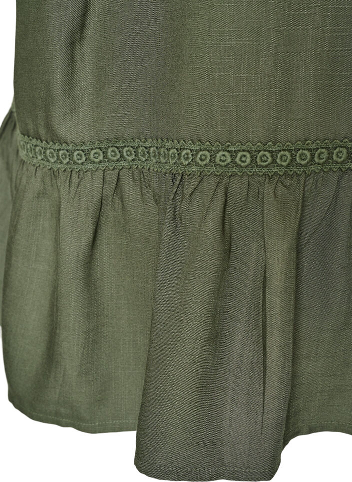 Tunika i viskos med knappar och volangkant, Gr&ouml;n, Packshot image number 3