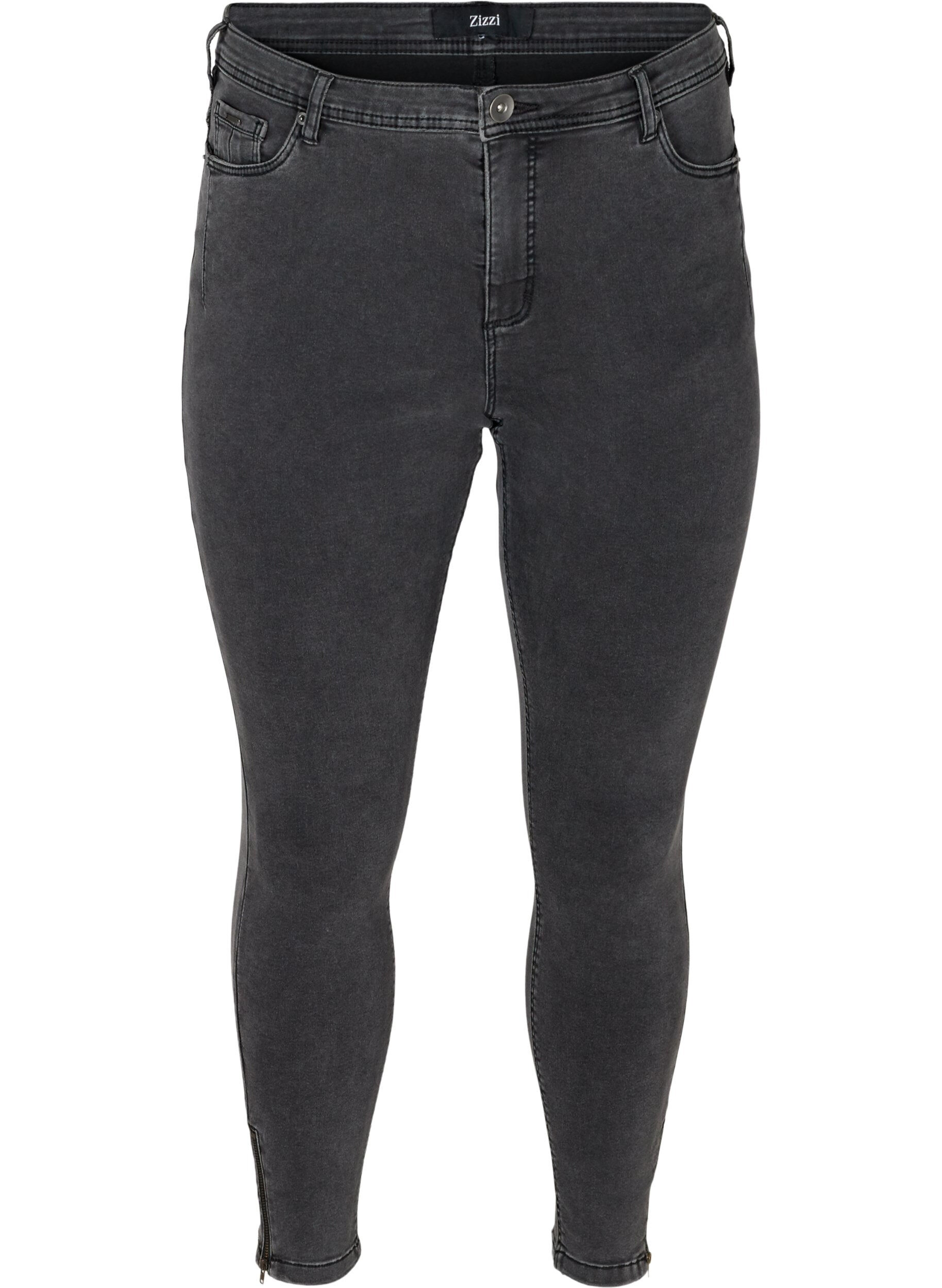 Croppade Amy jeans med blixtl&aring;s