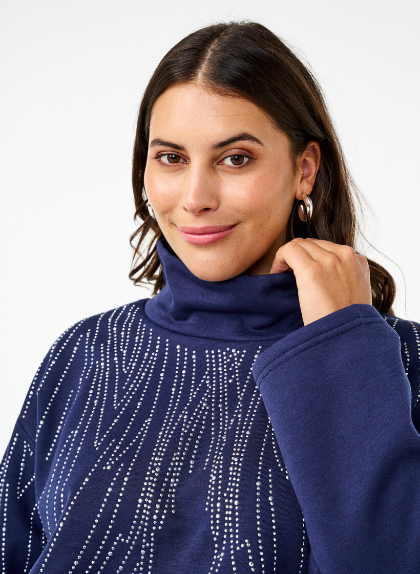 Sweatshirt med hög hals och strass, Naval Academy, Model image number 2