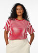 Randig t-shirt med ribbad struktur, R&ouml;d, Model image number 0