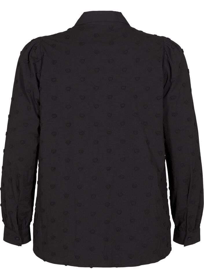 Skjorta med krage och påsydda hjärtan, Svart, Packshot image number 1