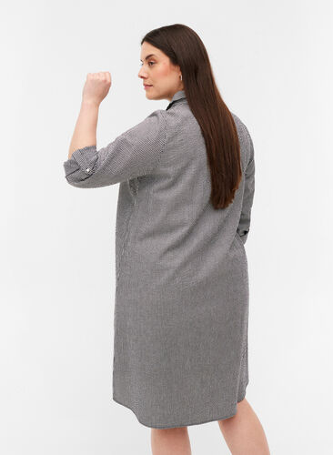 Randig klänning i bomull, Black Stripe, Model image number 1