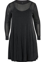 Långärmad klänning med glitter, Black