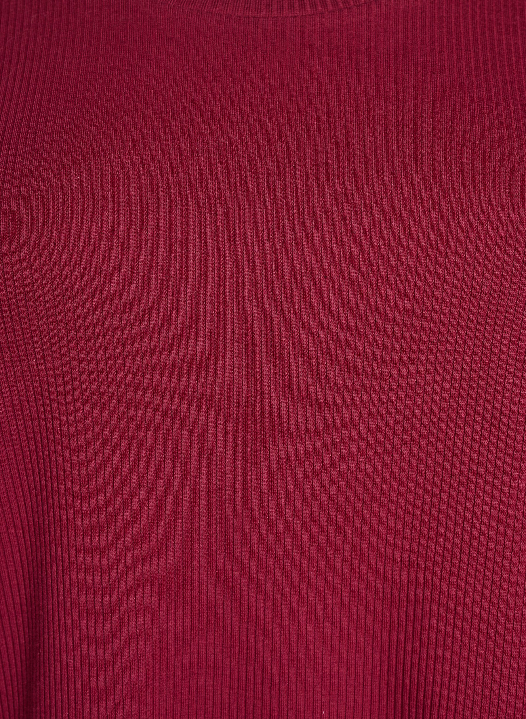 Zizzi Blus i ribbad jersey med korta &auml;rmar, M&ouml;rk Bordeaux, Packshot image number 2