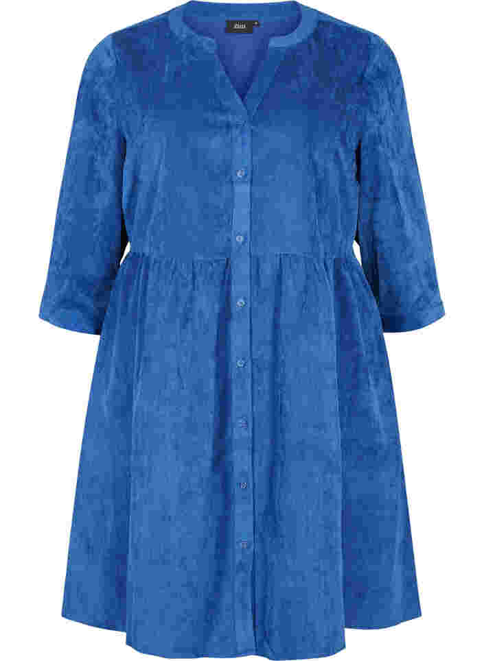 Klänning med 3/4-ärmar och knappar, Estate Blue