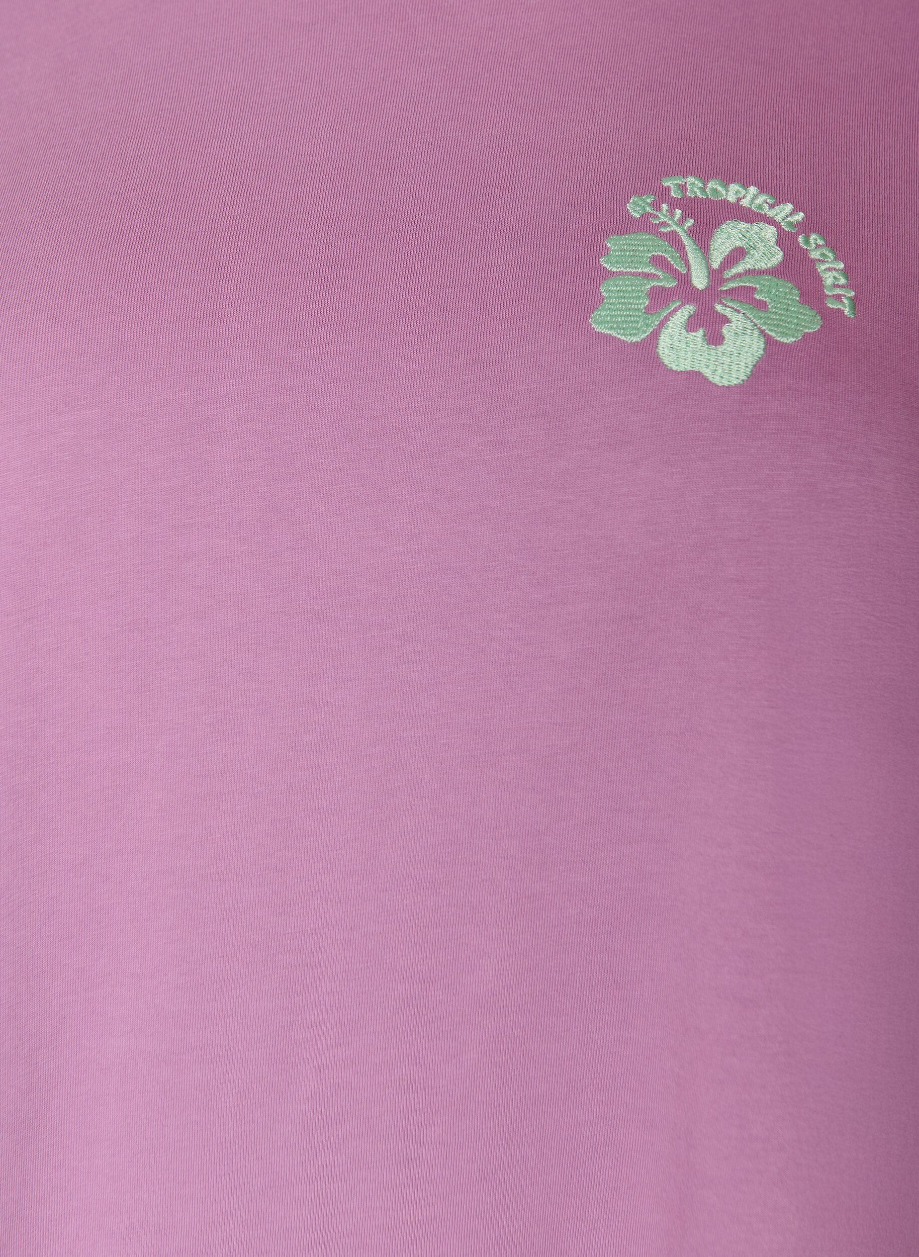 ZizziT-shirt i ekologisk bomull med tryck p&aring; ryggen, Rosa, Packshot image number 2