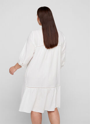 A-linjeformad klänning i bomull, Bright White, Model image number 1