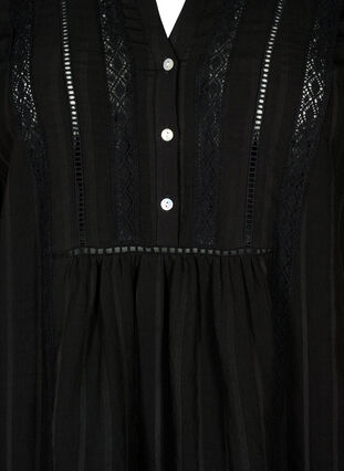 Randig klänning i viskos med spetsdetaljer, Black, Packshot image number 2