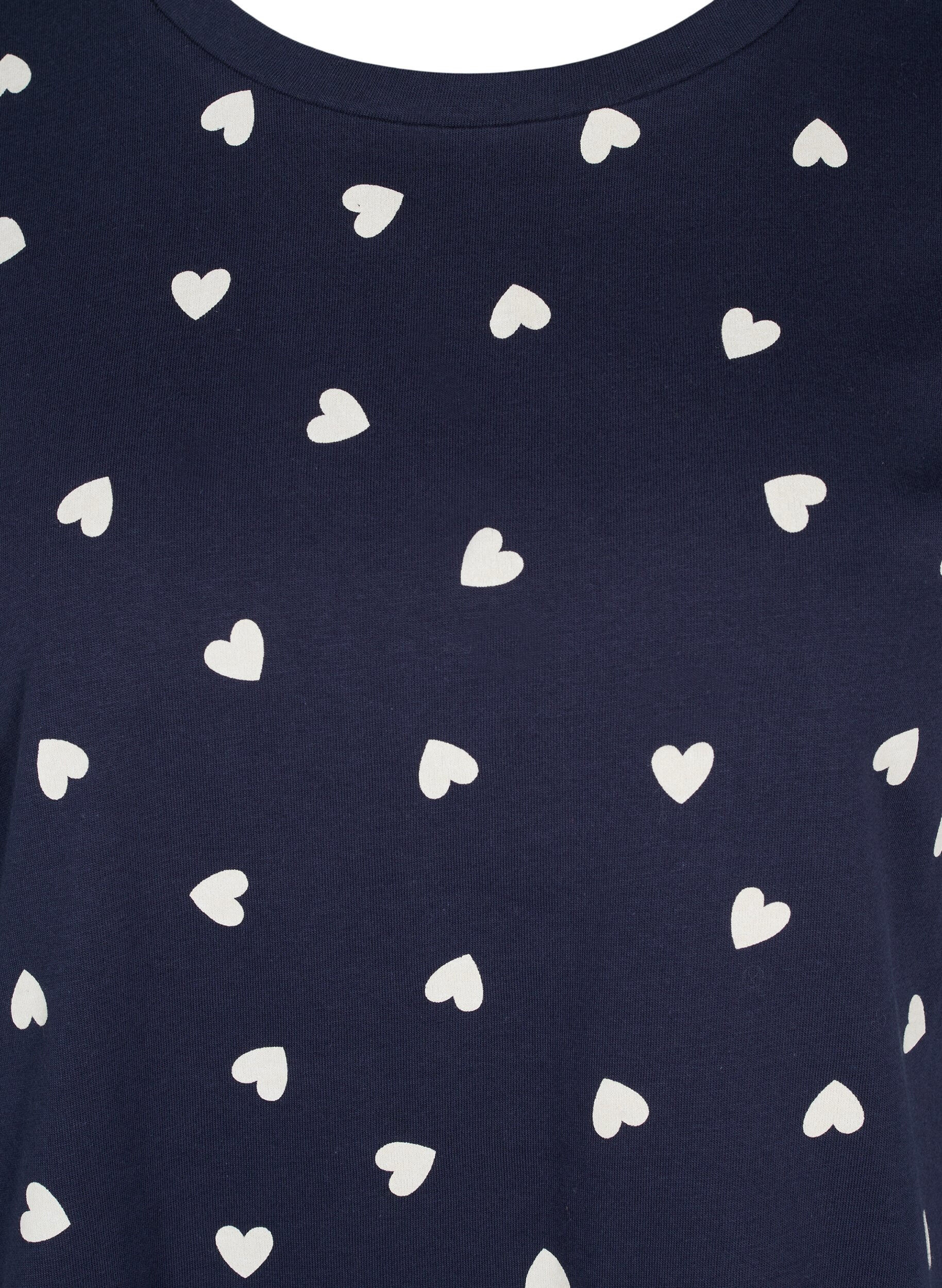 Zizzi Kort&auml;rmad sovtr&ouml;ja i bomull, Navy Blazer AOP, Packshot image number 2