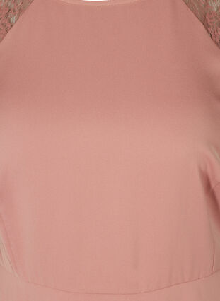 Midiklänning med korta spetsärmar, ROSE BROWN, Packshot image number 2