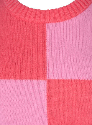 Rutig stickad tröja, Begonia Pink Comb, Packshot image number 2