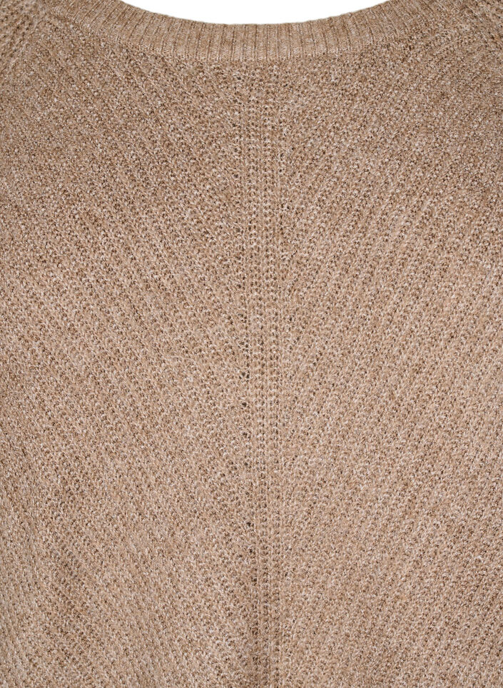 Stickad blus med rund halsringning, Fossil Mel., Packshot image number 2