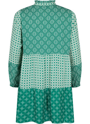 A-linjeformad klänning med mönster och skärning, Green AOP, Packshot image number 1