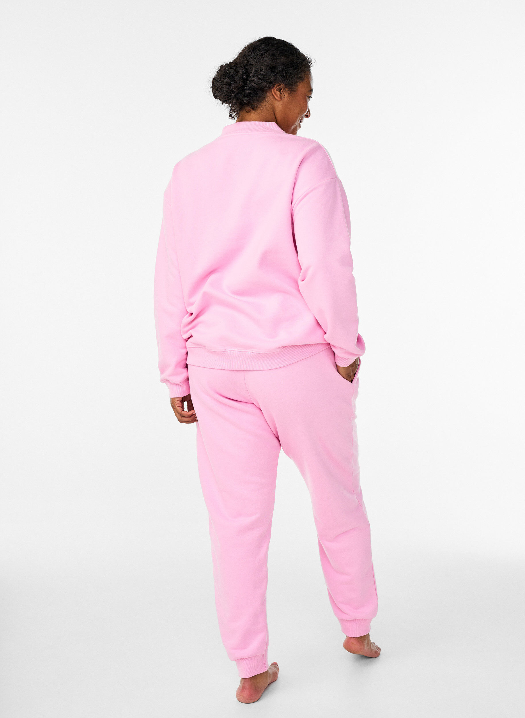 Zizzi Joggers med h&ouml;g midja, Rosa, Model image number 1