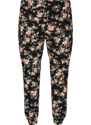 Pyjamasbyxor med blommigt mönster i bomull, Black Flower, Packshot image number 1